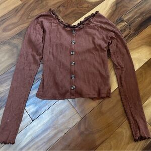 American Eagle Brown sweater with faux buttons